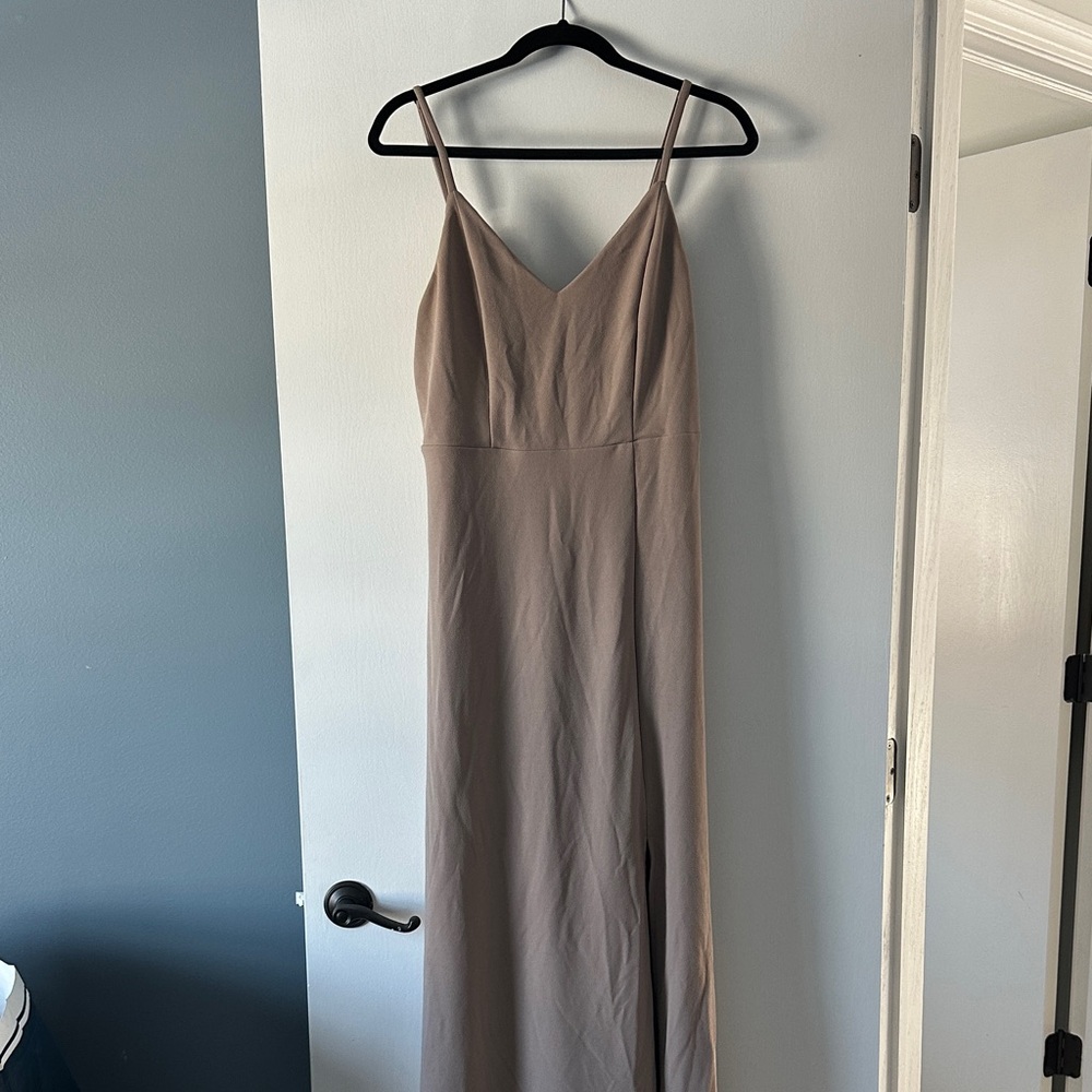 Birdy Grey Taupe Maxi Dress with Spaghetti Straps